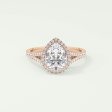 2.0 CT Pear Cut Halo & Pave Split Shank Lab-Grown Diamond Engagement Ring 7
