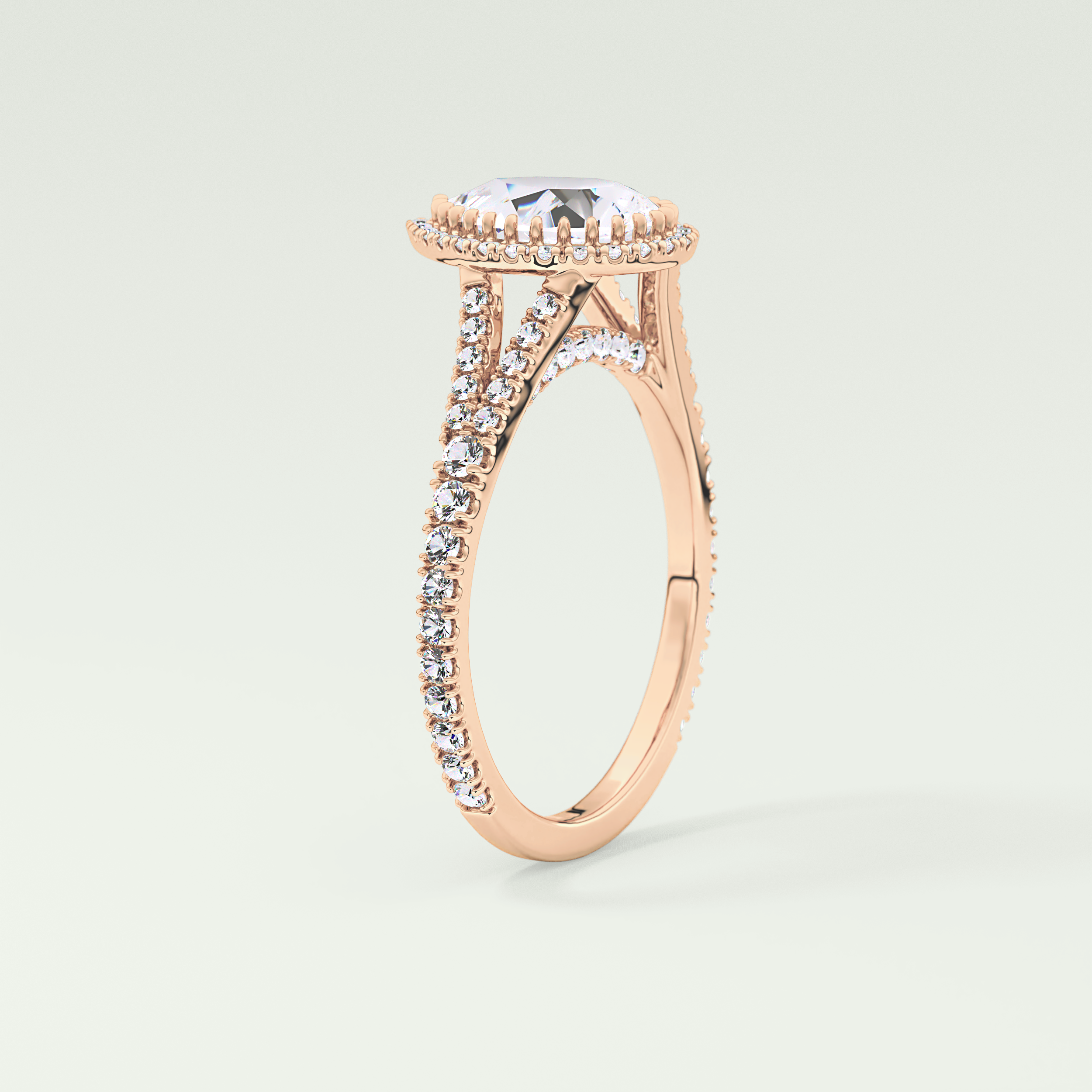 2.0 CT Pear Cut Halo & Pave Split Shank Lab-Grown Diamond Engagement Ring 11