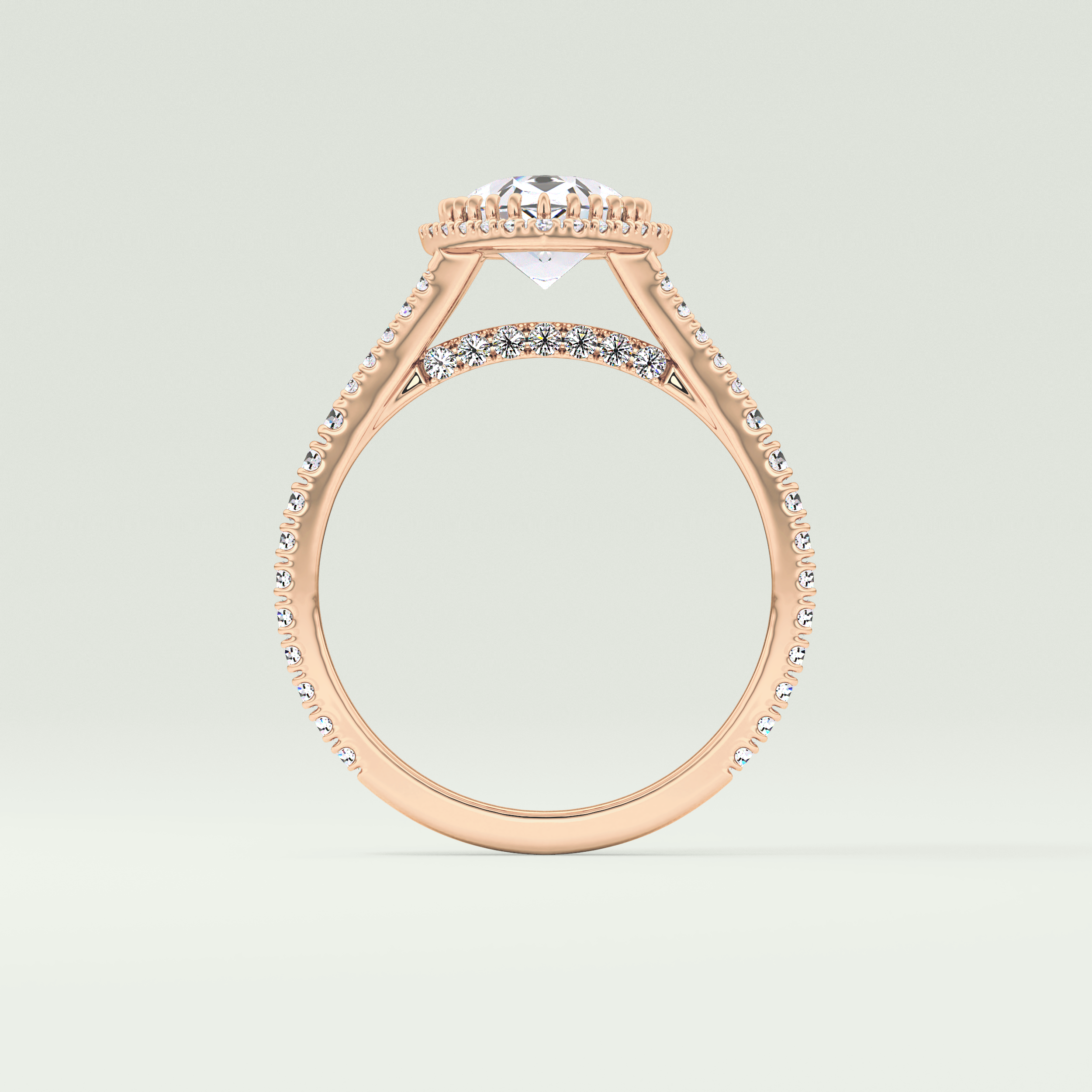 2.0 CT Pear Cut Halo & Pave Split Shank Lab-Grown Diamond Engagement Ring 12