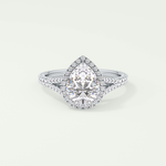 2.0 CT Pear Cut Halo & Pave Split Shank Lab-Grown Diamond Engagement Ring 13
