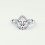 2.0 CT Pear Cut Halo & Pave Split Shank Lab-Grown Diamond Engagement Ring 13