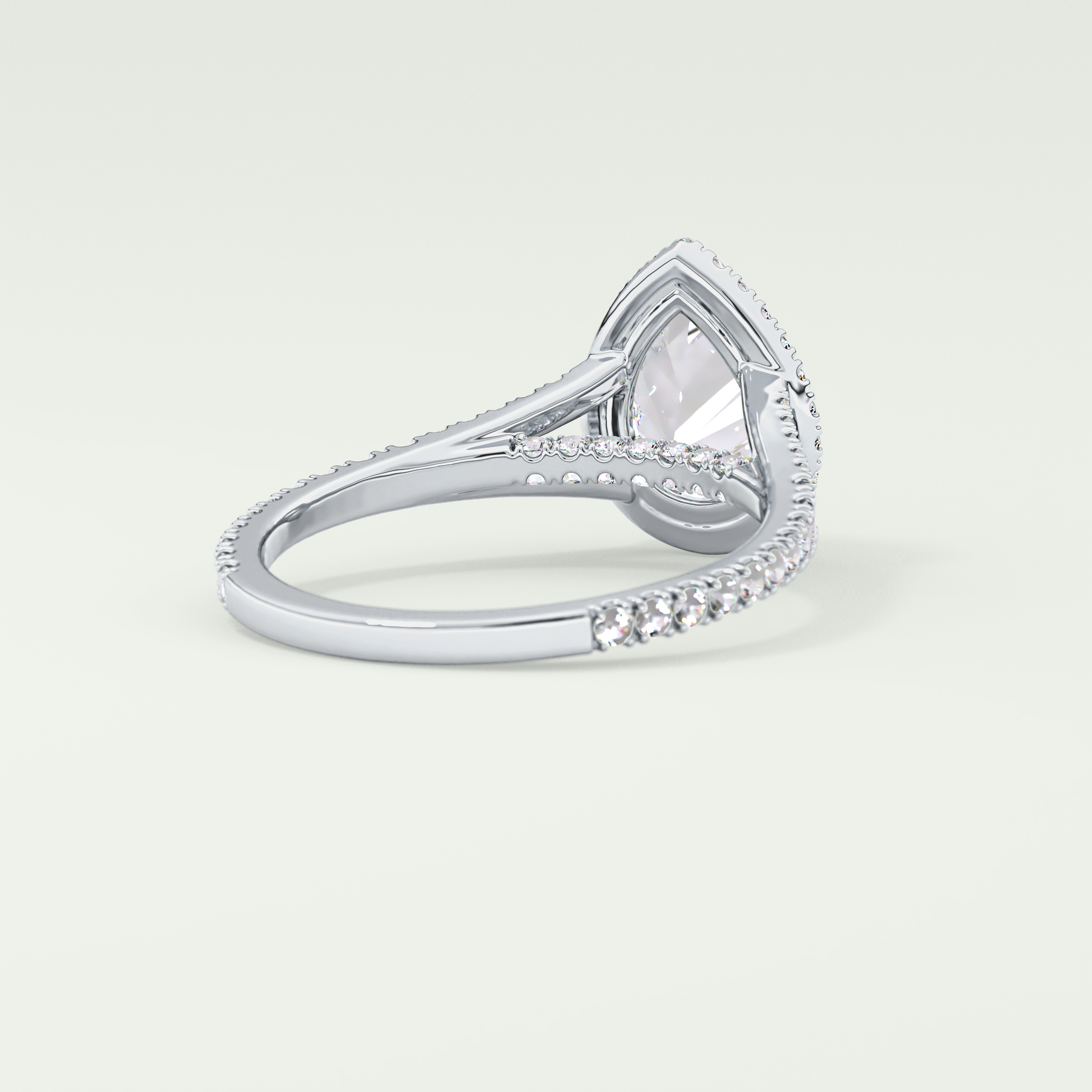 2.0 CT Pear Cut Halo & Pave Split Shank Lab-Grown Diamond Engagement Ring 14