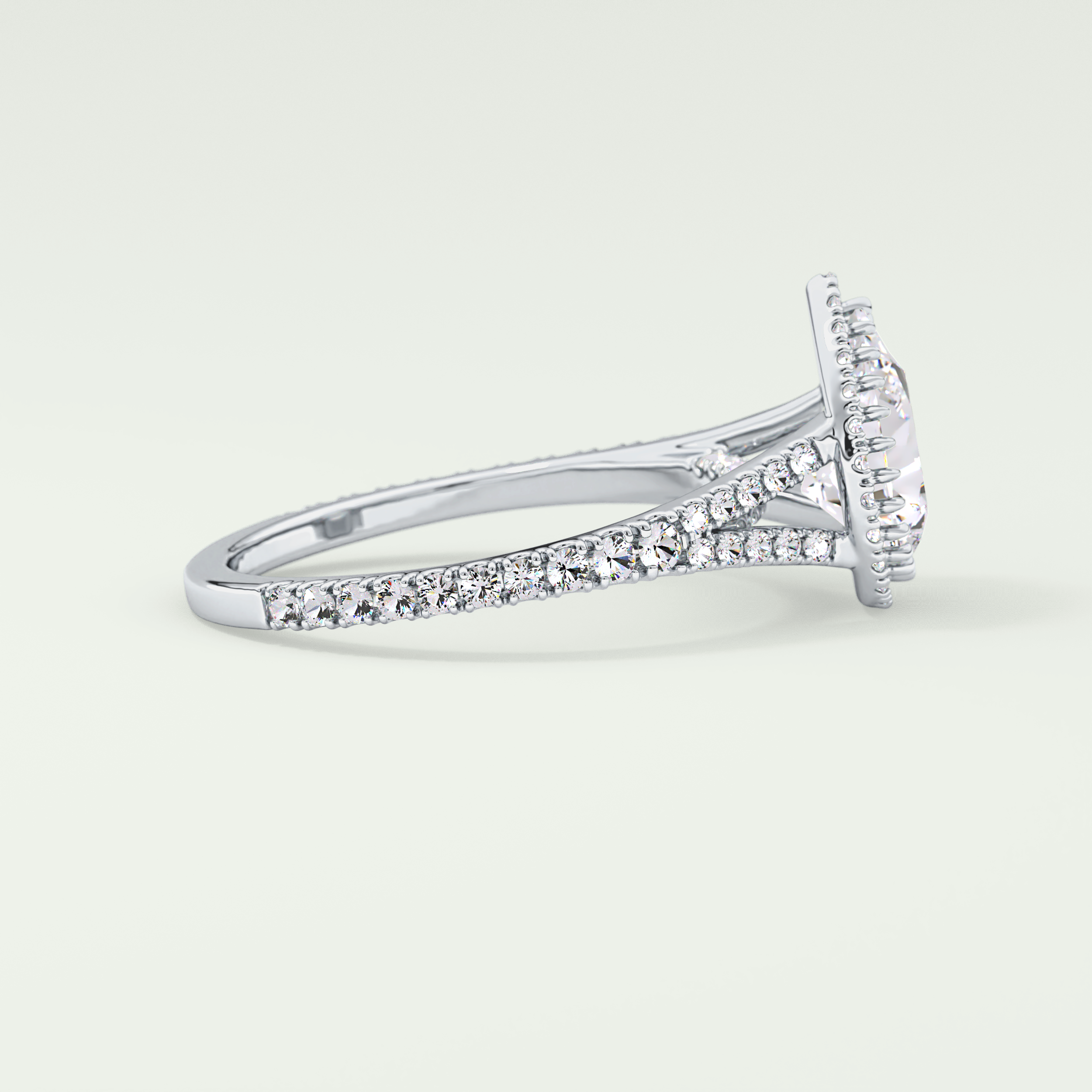 2.0 CT Pear Cut Halo & Pave Split Shank Lab-Grown Diamond Engagement Ring 15