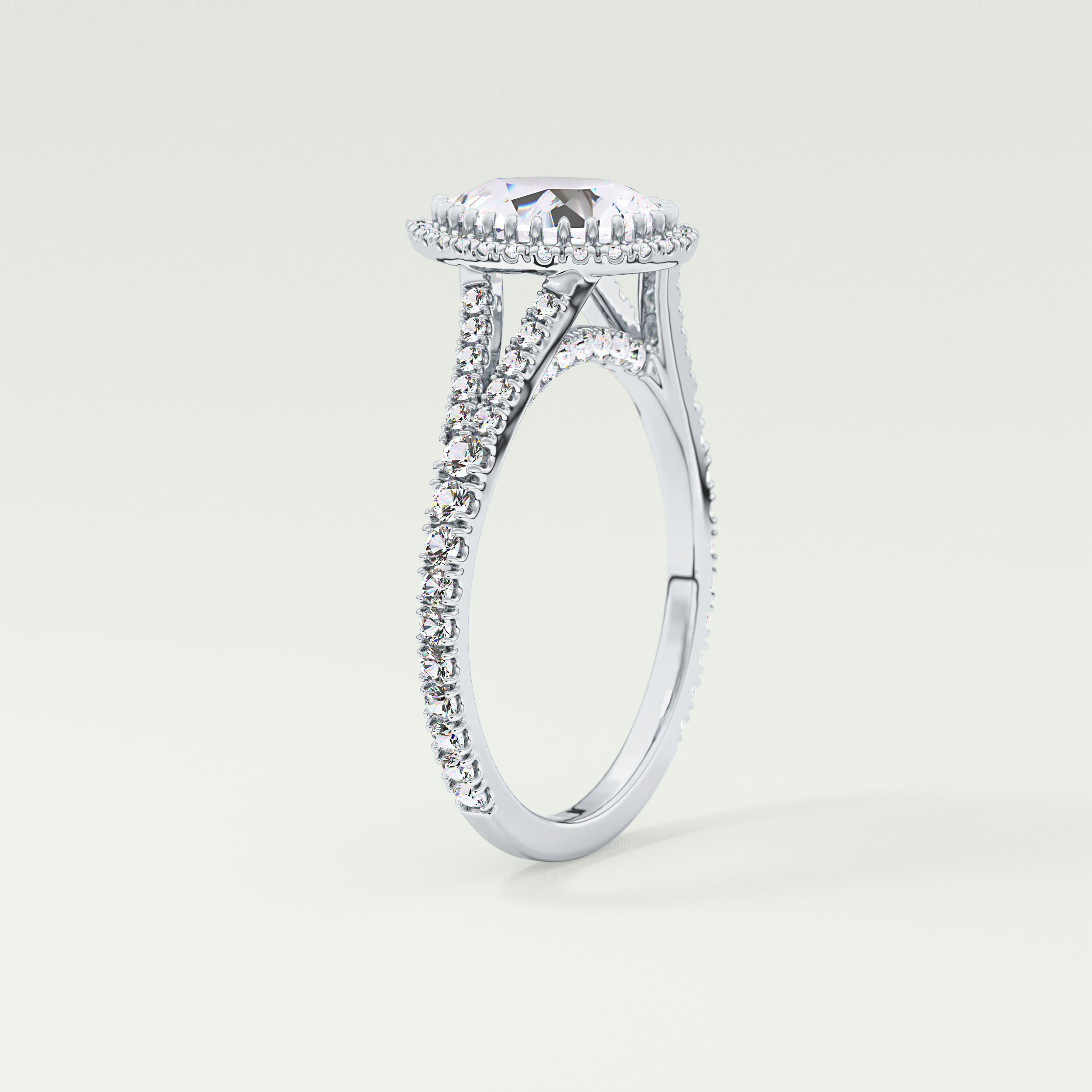 2.0 CT Pear Cut Halo & Pave Split Shank Lab-Grown Diamond Engagement Ring 17