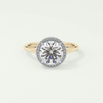 2.0 CT Round Cut Halo Split Shank Lab Grown Diamond Engagement Ring