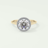 2.0 CT Round Cut Halo Split Shank Lab Grown Diamond Engagement Ring