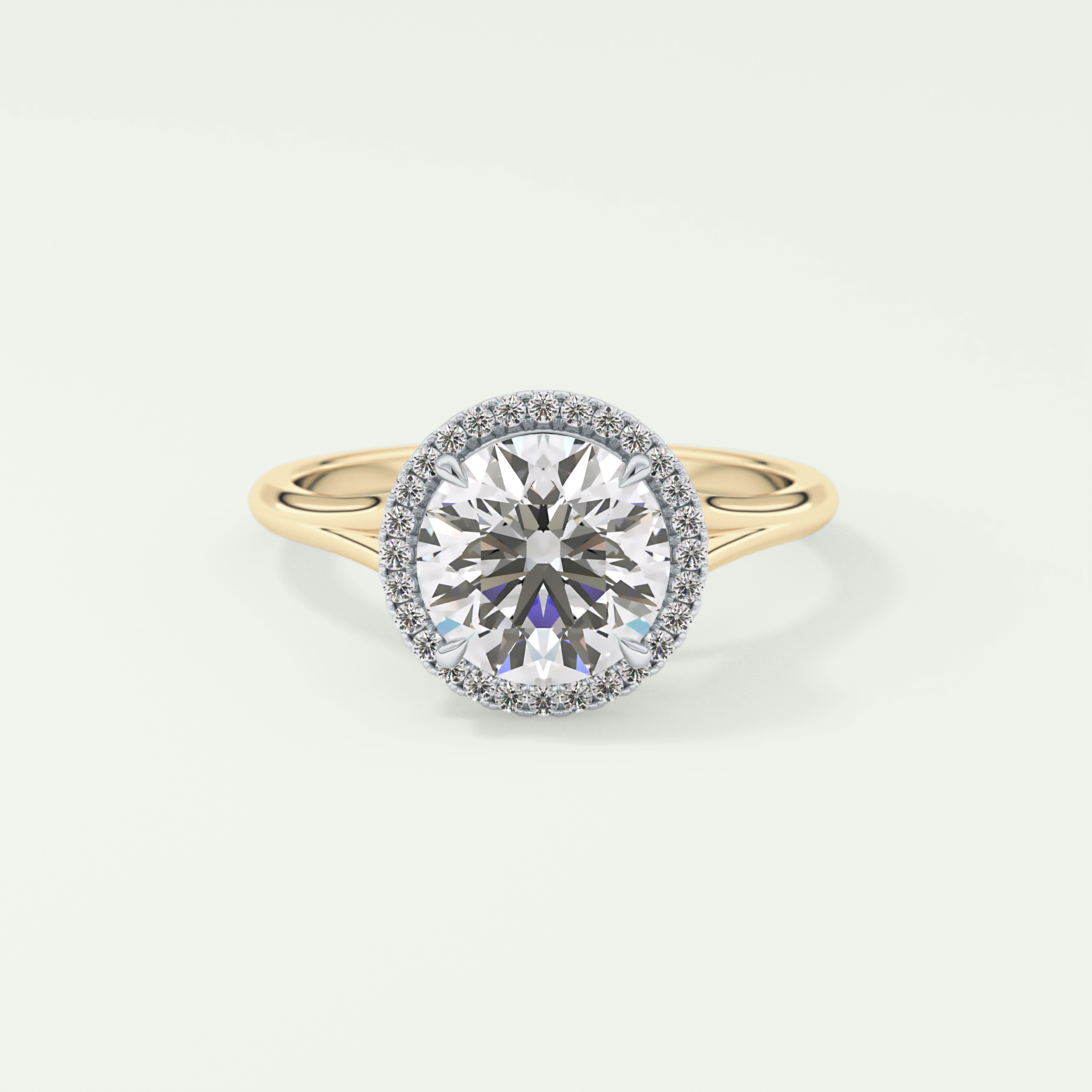 2.0 CT Round Cut Halo Split Shank Lab Grown Diamond Engagement Ring