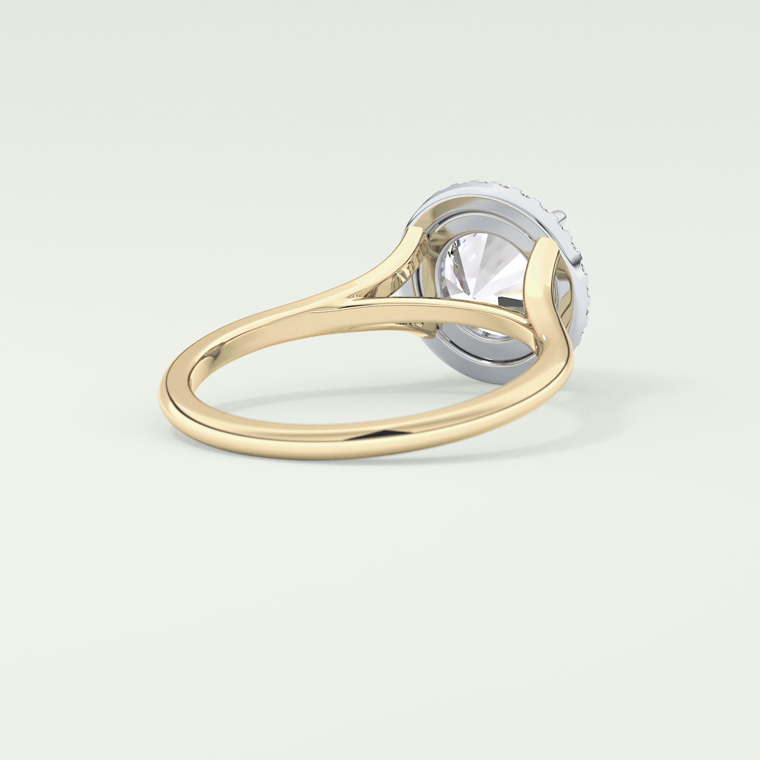 2.0 CT Round Cut Halo Split Shank Lab Grown Diamond Engagement Ring