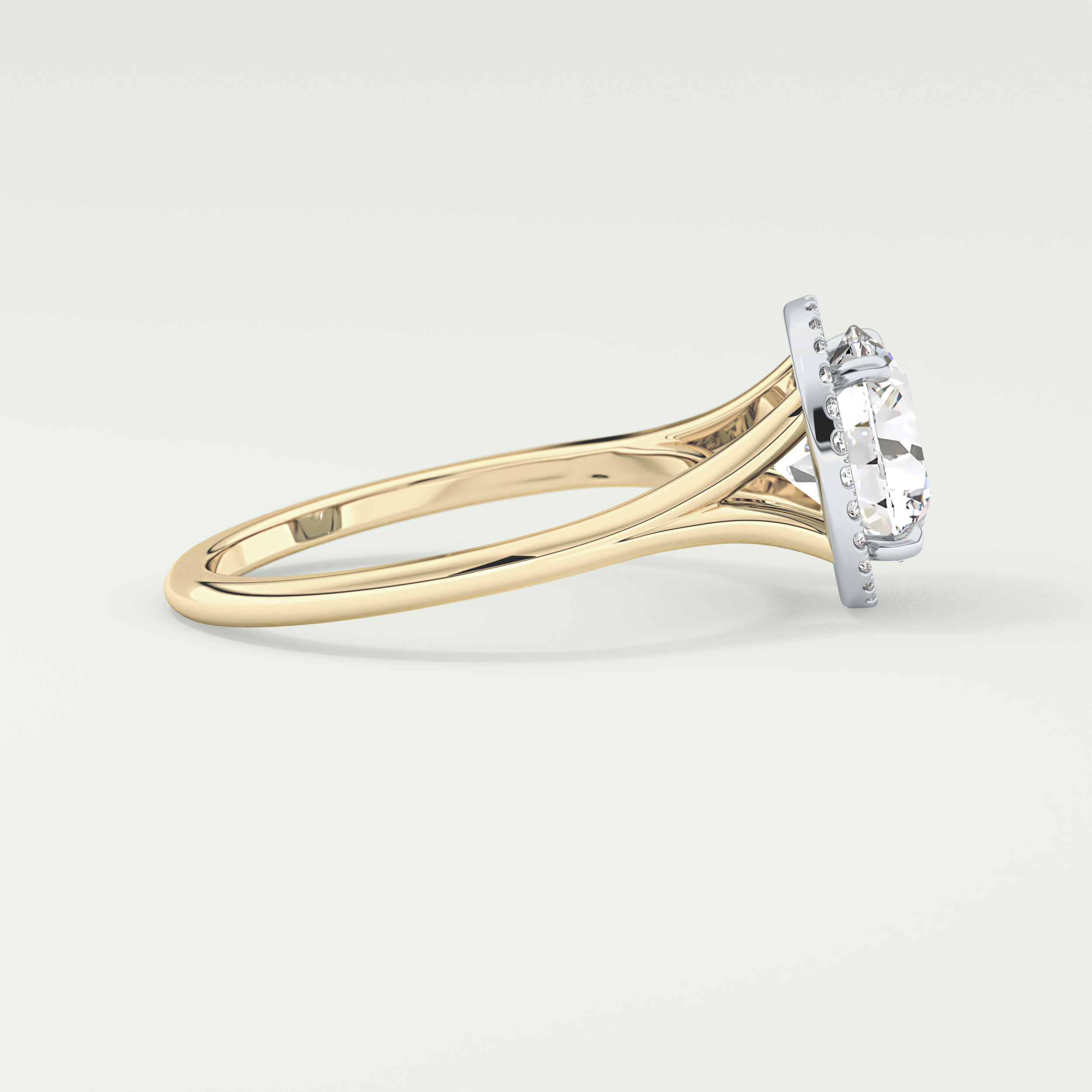 2.0 CT Round Cut Halo Split Shank Lab Grown Diamond Engagement Ring
