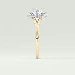 2.0 CT Round Cut Halo Split Shank Lab Grown Diamond Engagement Ring