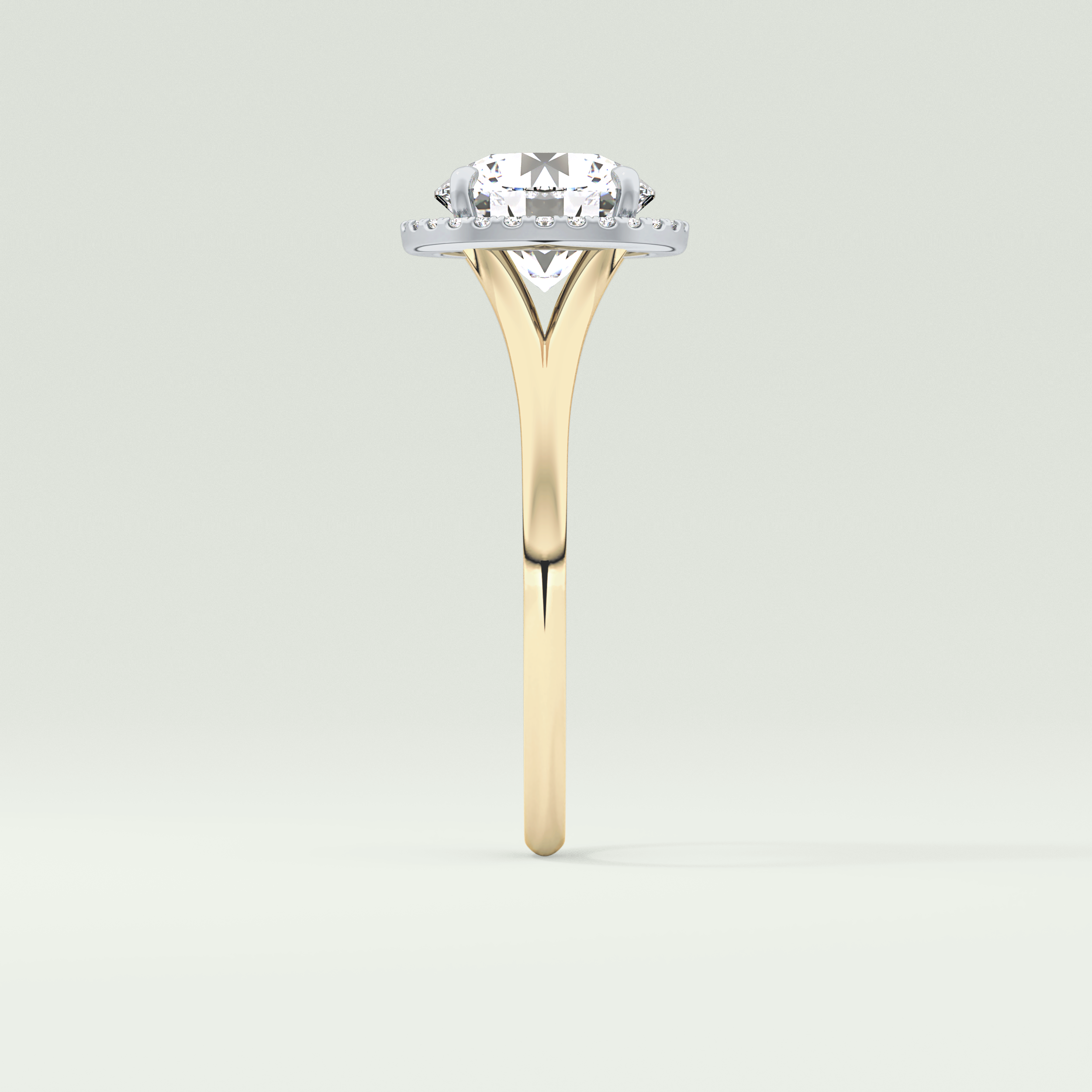 2.0 CT Round Cut Halo Split Shank Lab Grown Diamond Engagement Ring