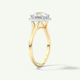 2.0 CT Round Cut Halo Split Shank Moissanite Engagement Ring