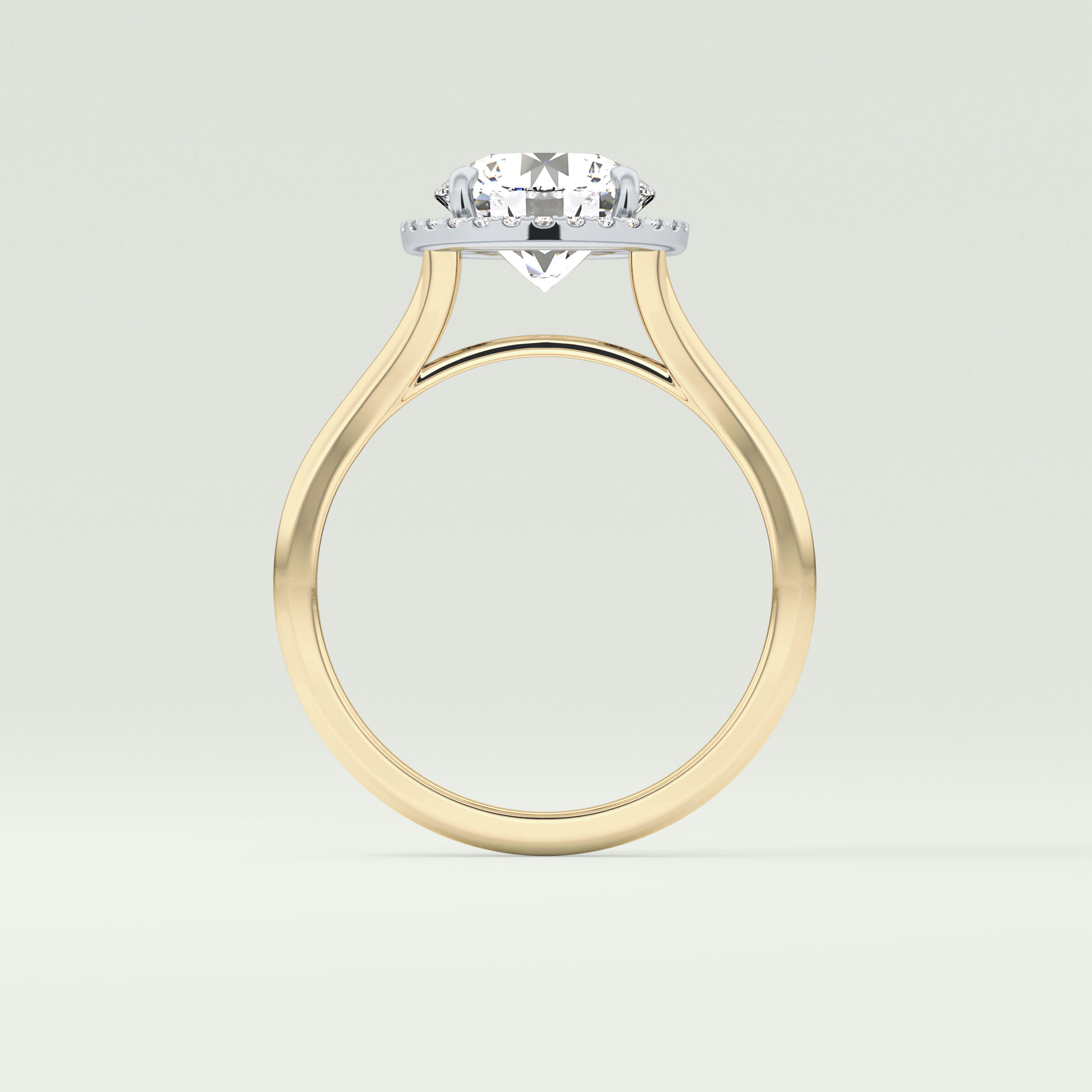 2.0 CT Round Cut Halo Split Shank Lab Grown Diamond Engagement Ring