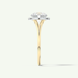 2.0 CT Round Cut Halo Split Shank Moissanite Engagement Ring