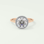 2.0 CT Round Cut Halo Split Shank Lab Grown Diamond Engagement Ring