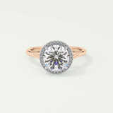 2.0 CT Round Cut Halo Split Shank Lab Grown Diamond Engagement Ring