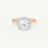 2.0 CT Round Cut Halo Split Shank Moissanite Engagement Ring