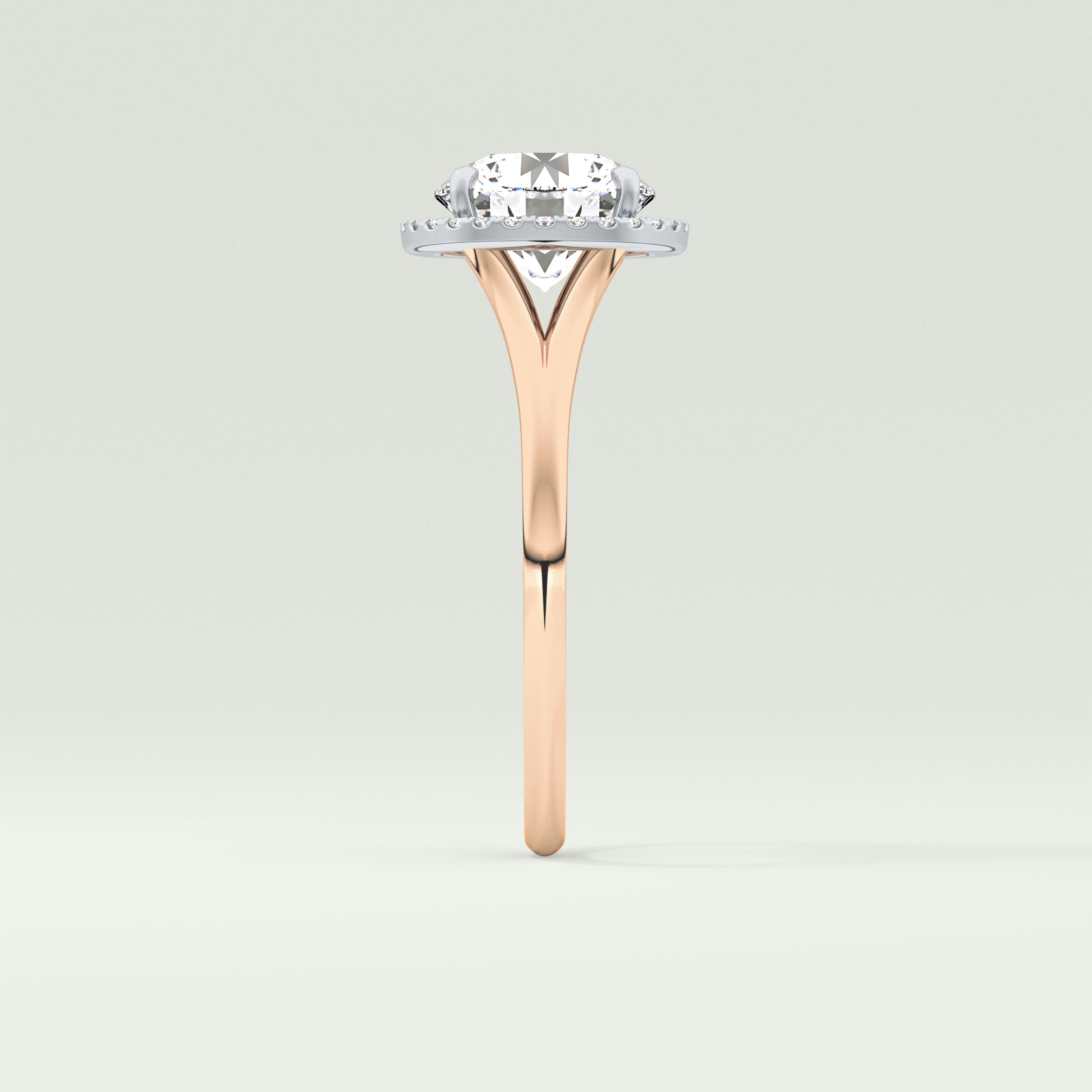2.0 CT Round Cut Halo Split Shank Lab Grown Diamond Engagement Ring