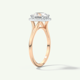 2.0 CT Round Cut Halo Split Shank Moissanite Engagement Ring