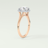 2.0 CT Round Cut Halo Split Shank Lab Grown Diamond Engagement Ring