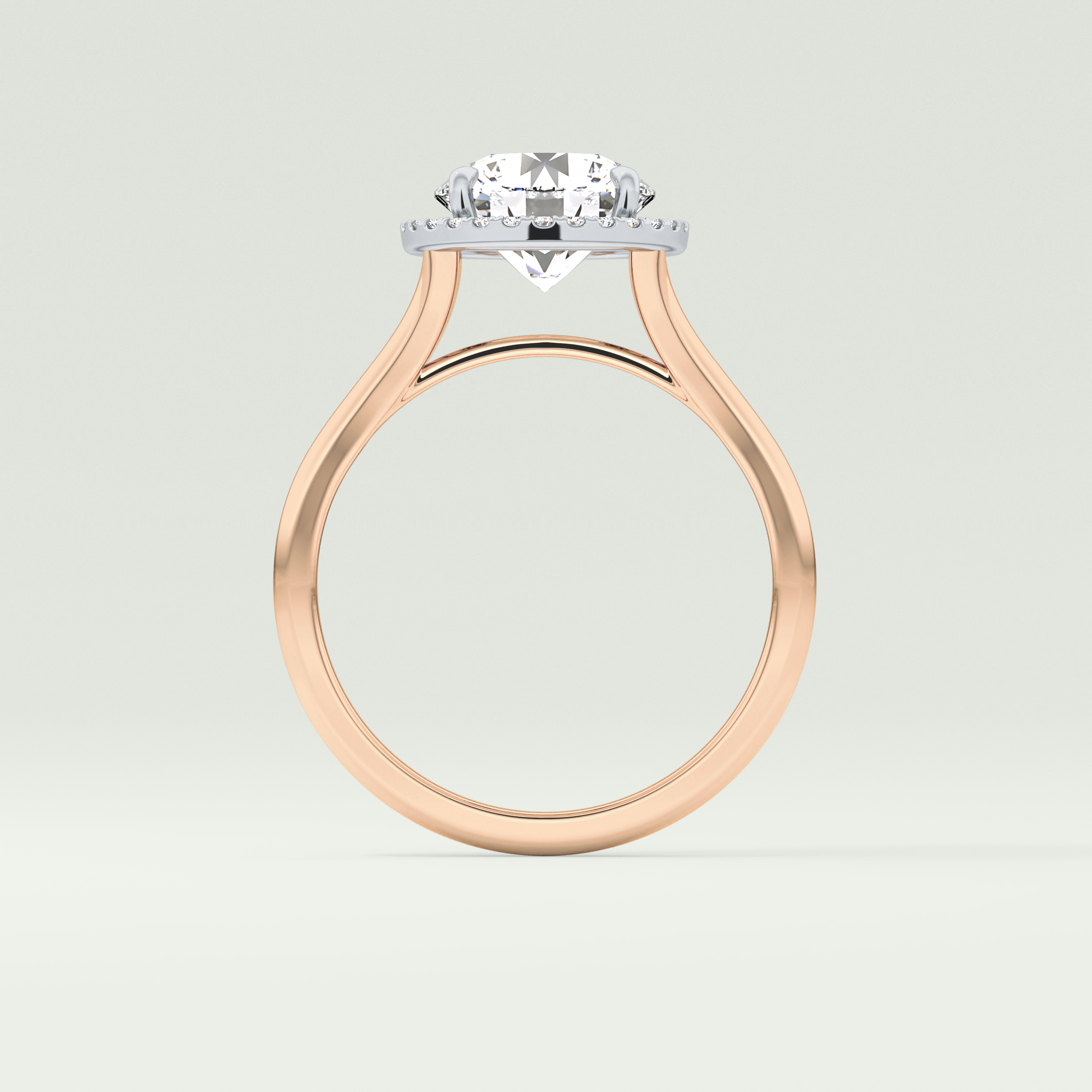 2.0 CT Round Cut Halo Split Shank Lab Grown Diamond Engagement Ring