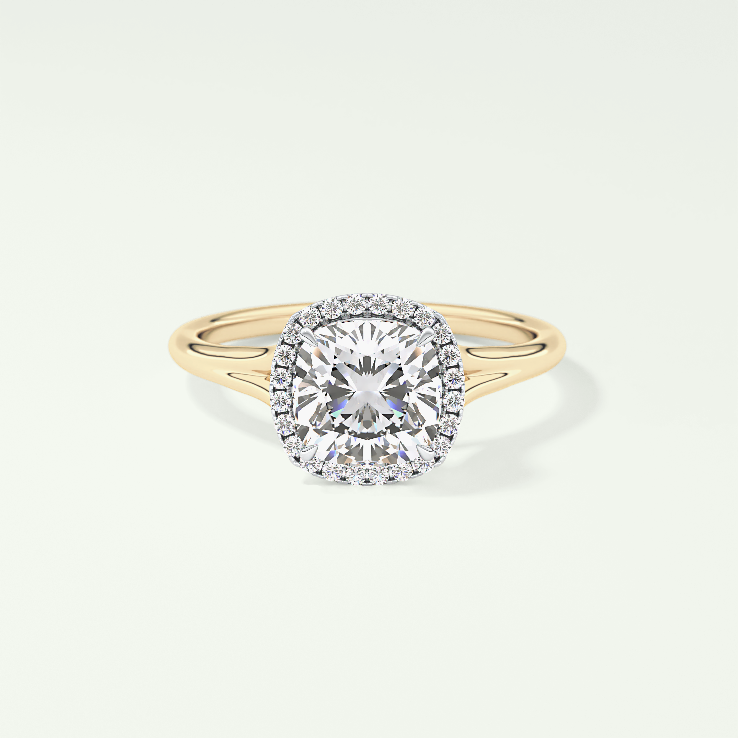 2.0 CT Cushion Cut Halo Split Shank Lab-Grown Diamond Engagement Ring 1