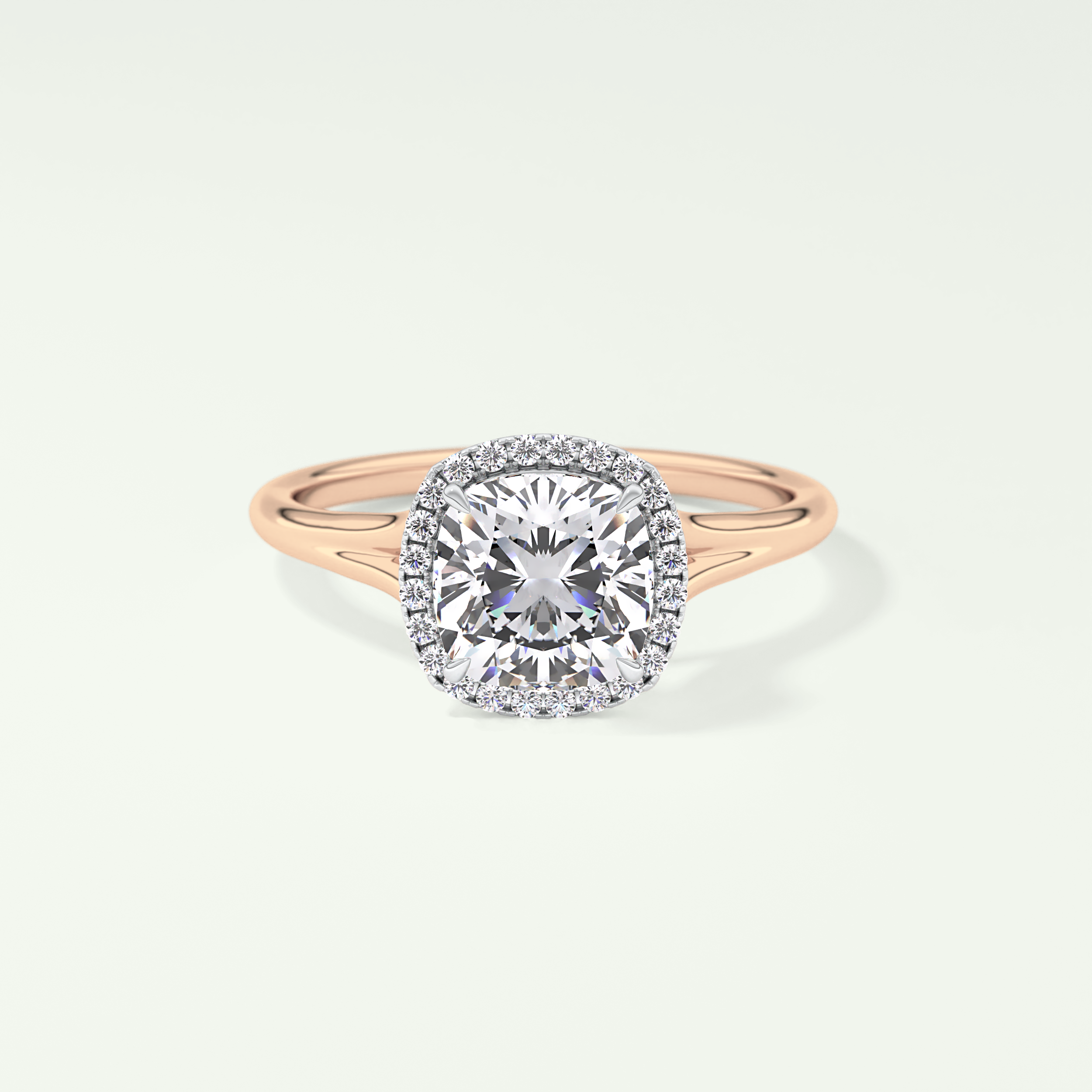 2.0 CT Cushion Cut Halo Split Shank Lab-Grown Diamond Engagement Ring 7