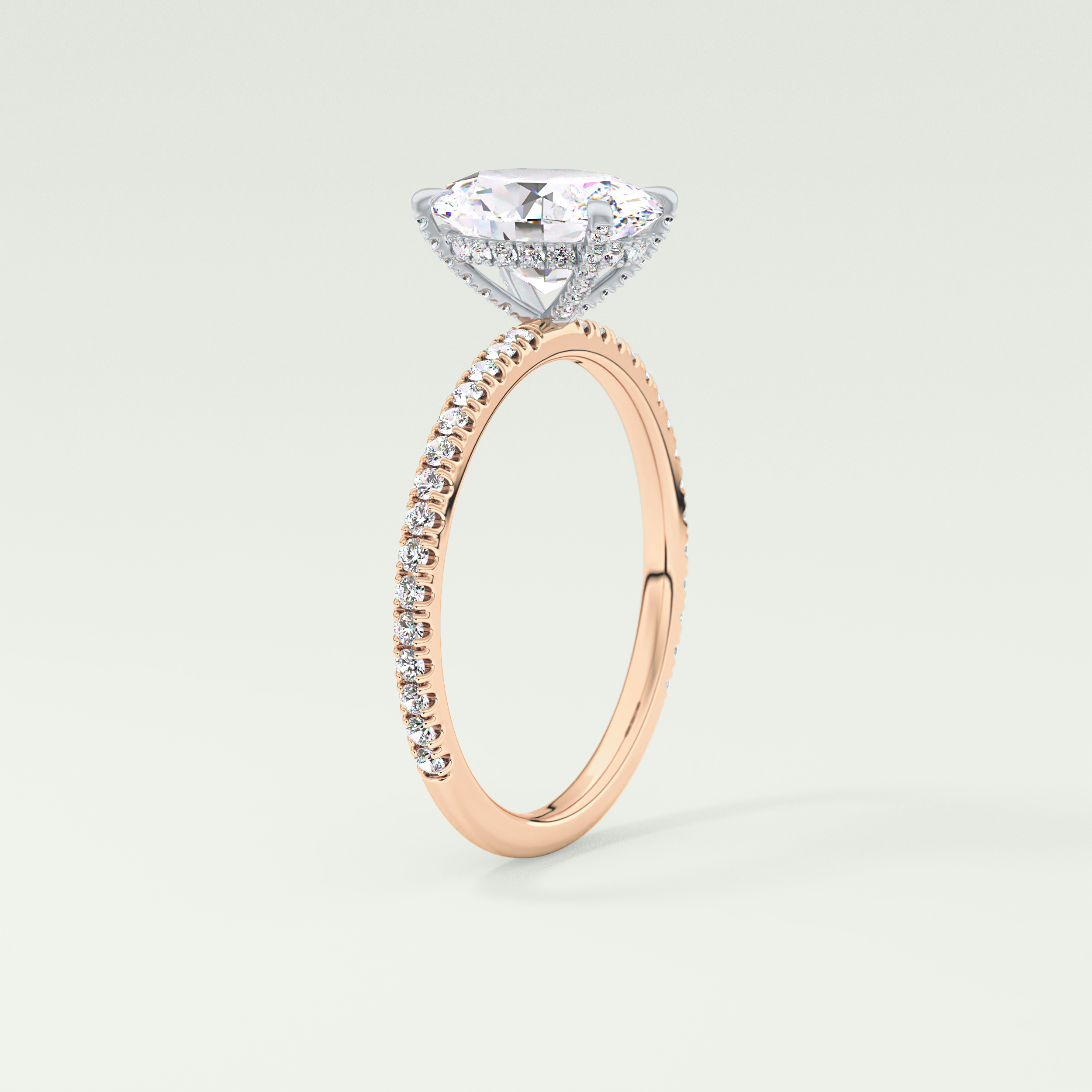 2.0 CT Oval Cut Pave & Hidden Halo Moissanite Engagement Ring 11