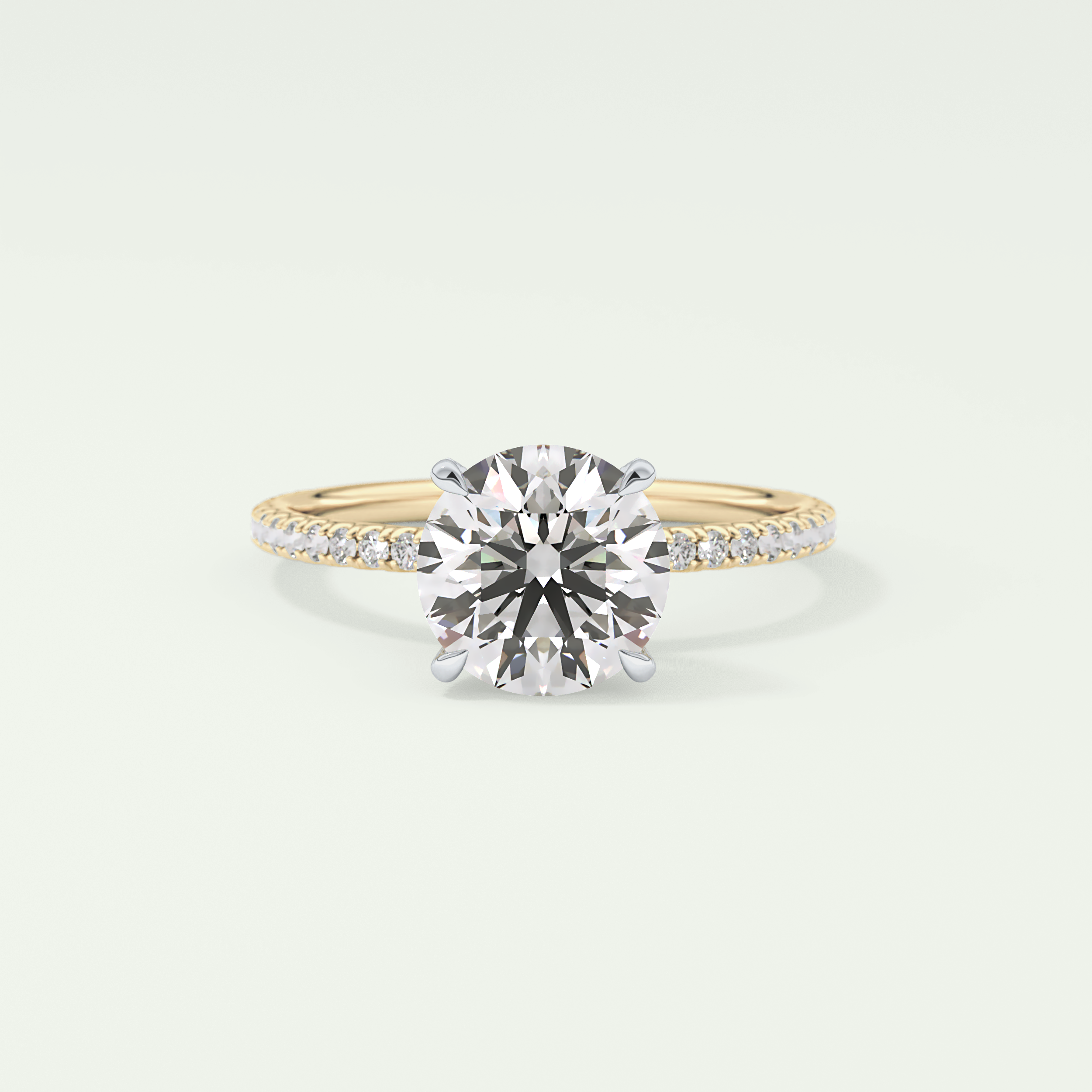 2.0 CT Round Cut Pave & Hidden Stone CVD Engagement Ring