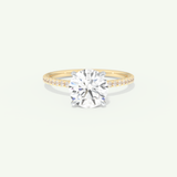 2.0 CT Round Cut Pave & Hidden Halo Moissanite Engagement Ring