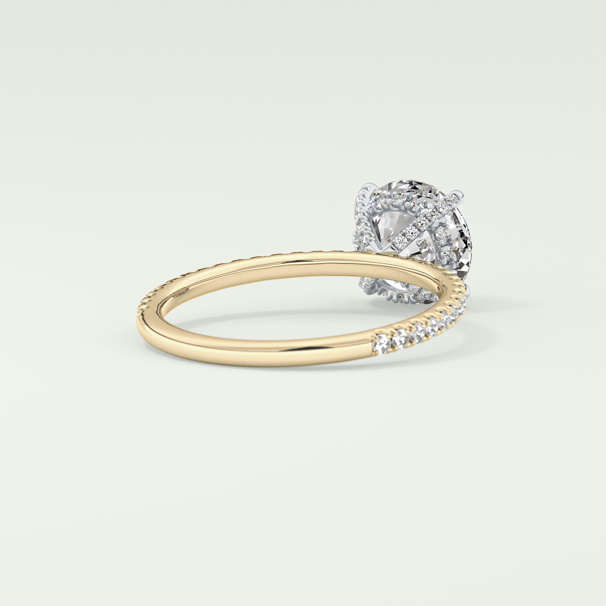 2.0 CT Round Cut Pave & Hidden Stone CVD Engagement Ring
