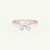 2.0 CT Round Cut Pave & Hidden Halo Moissanite Engagement Ring