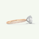 2.0 CT Round Cut Pave & Hidden Halo Moissanite Engagement Ring