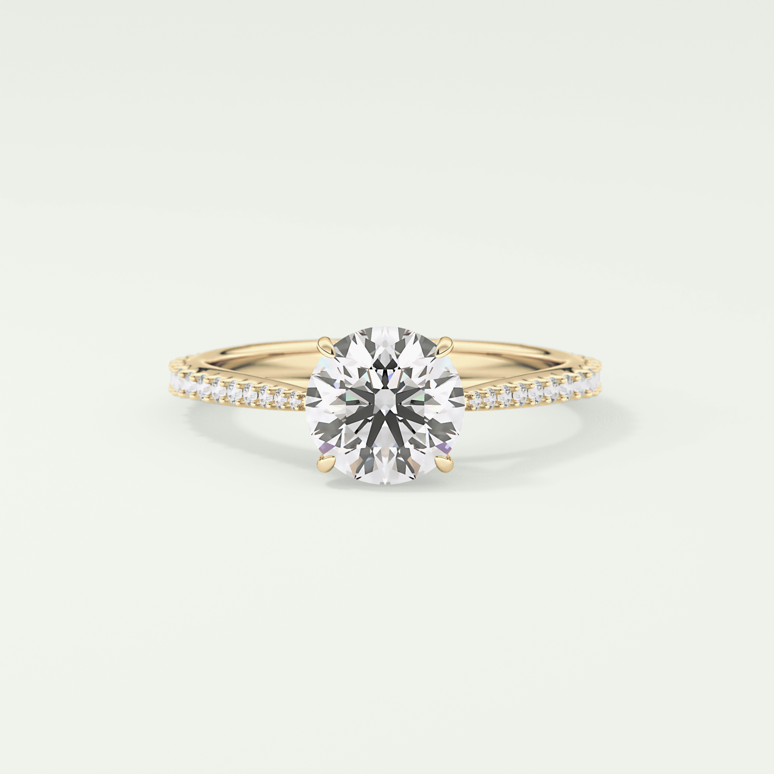 1.5 CT Round Cut Pave Lab Grown Diamond Engagement Ring