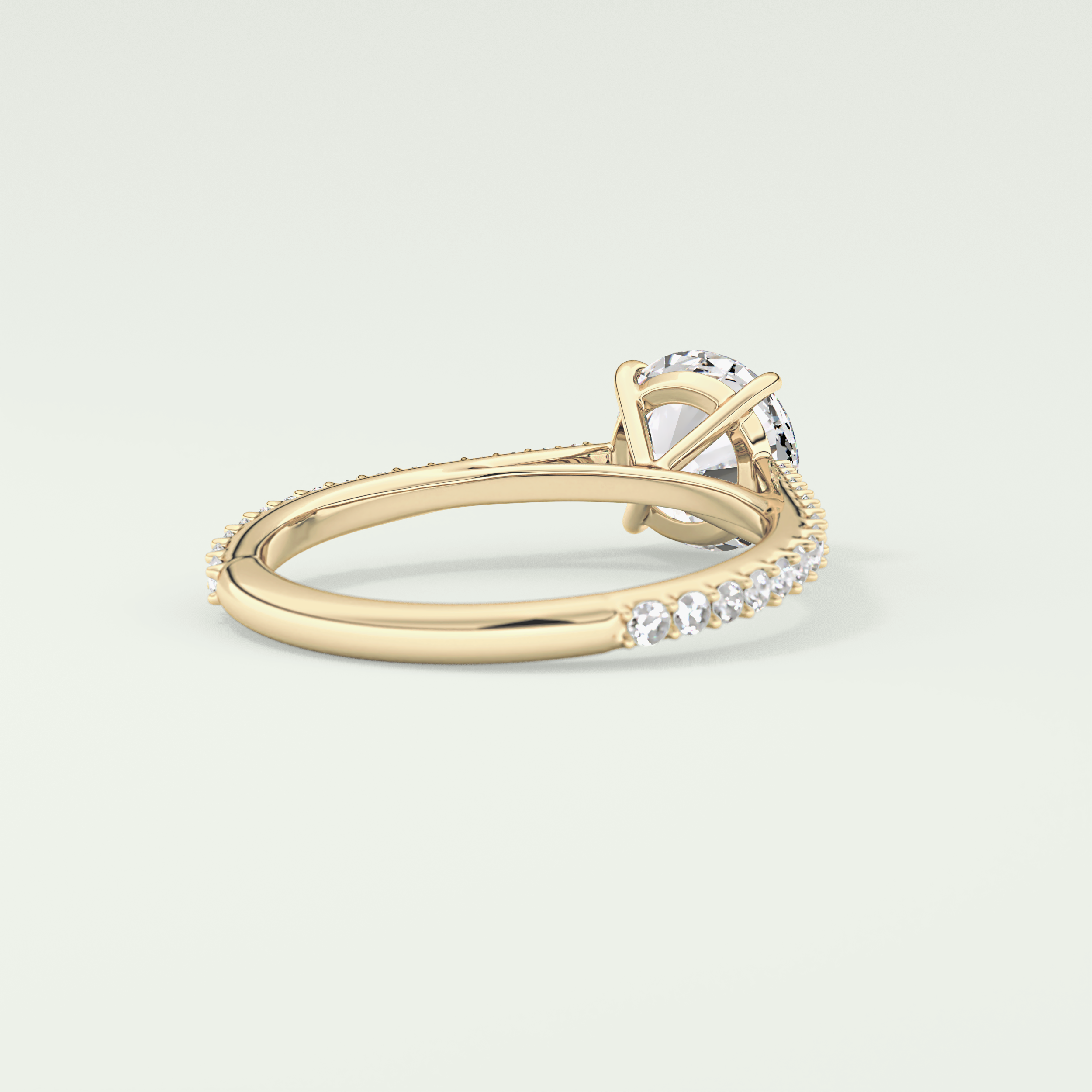 1.5 CT Round Cut Pave Lab Grown Diamond Engagement Ring