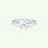 1.5 CT Round Cut Pave Moissanite Engagement Ring