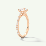 1.5 CT Round Cut Pave Moissanite Engagement Ring