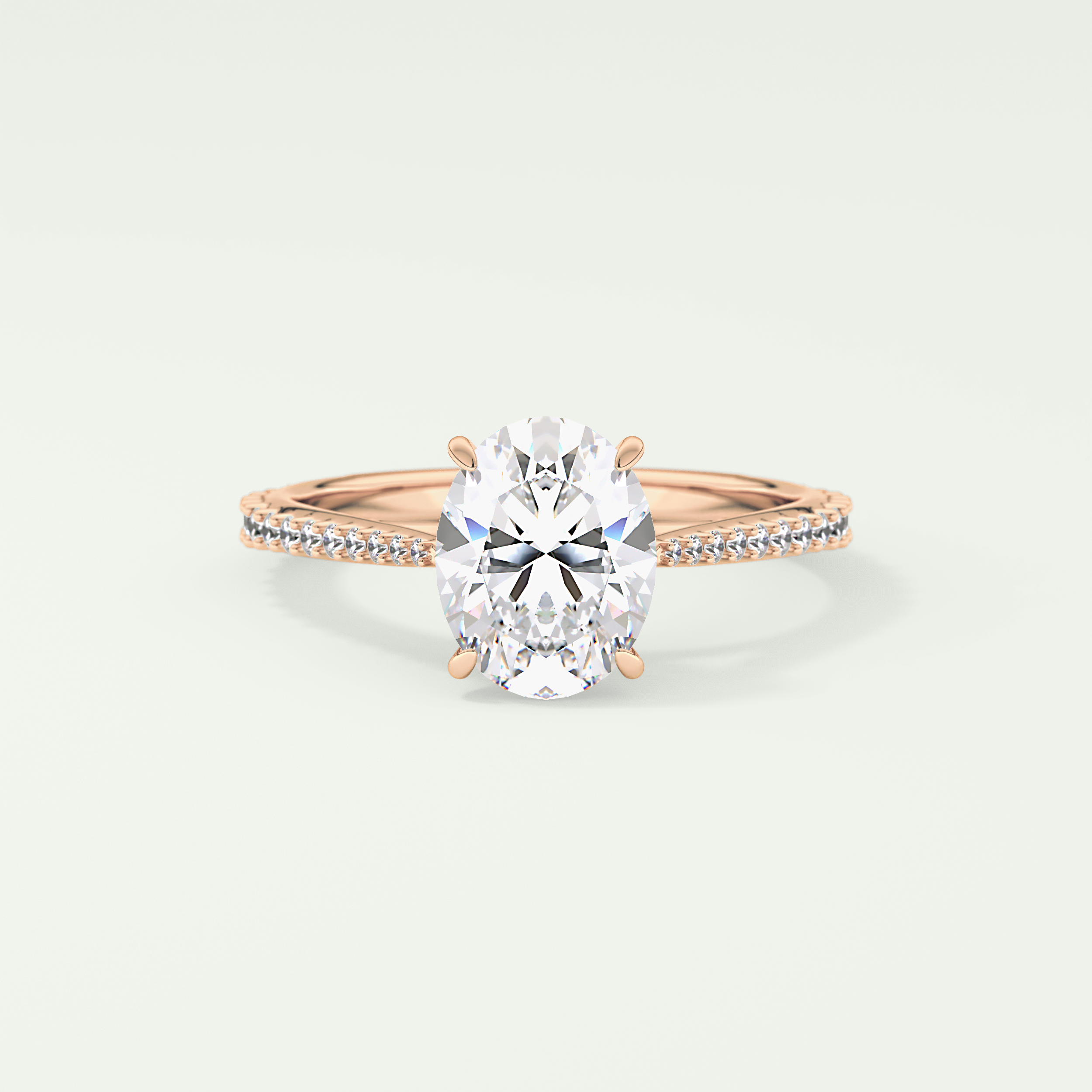 2.0 CT Oval Cut Pave Lab-Grown Diamond Engagement Ring 7