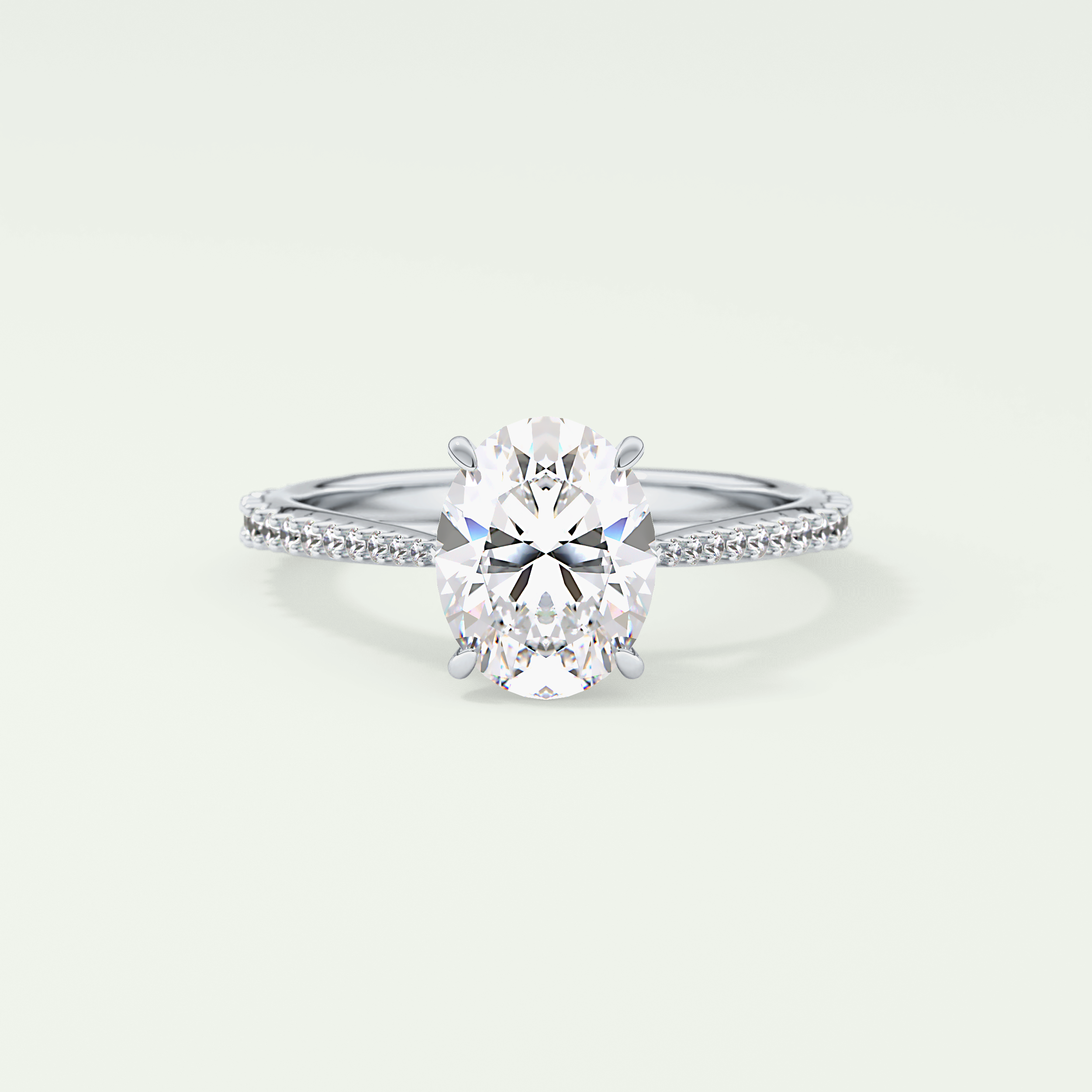2.0 CT Oval Cut Pave Lab-Grown Diamond Engagement Ring 13