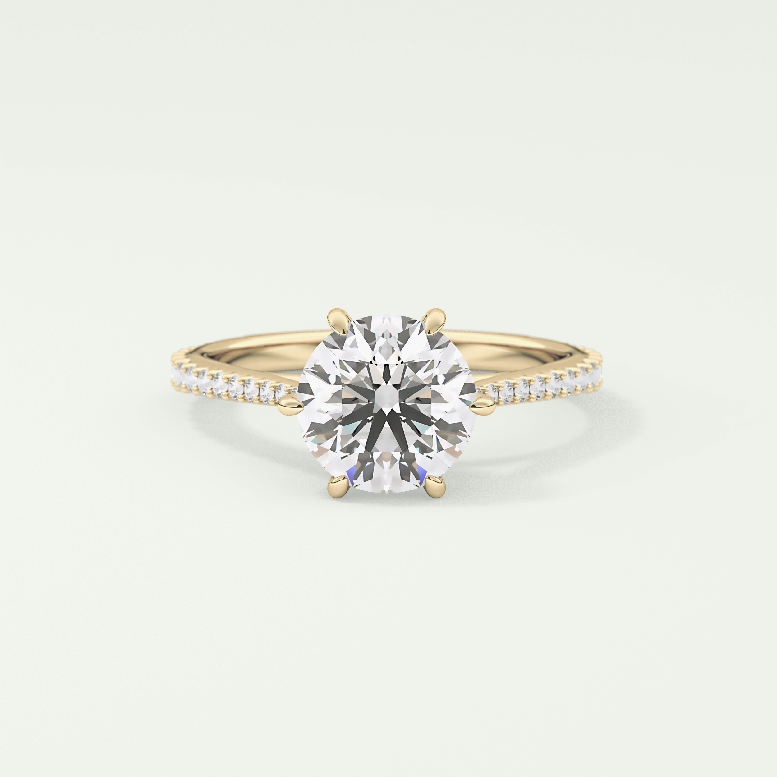 2.0 CT Round Cut Pave Lab Grown Diamond Engagement Ring