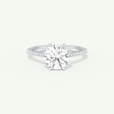 2.0 CT Round Cut Pave Moissanite Engagement Ring