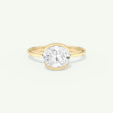 2.0 CT East West Oval Cut Half Bezel Moissanite Engagement Ring