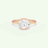 2.0 CT East West Oval Cut Half Bezel Lab-Grown Diamond Engagement Ring