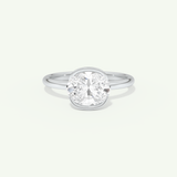 2.0 CT East West Oval Cut Half Bezel Moissanite Engagement Ring