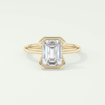 2.0 CT Emerald Cut Half Bezel Lab-Grown Diamond Engagement Ring 1