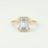 2.0 CT Emerald Cut Half Bezel Lab-Grown Diamond Engagement Ring 1