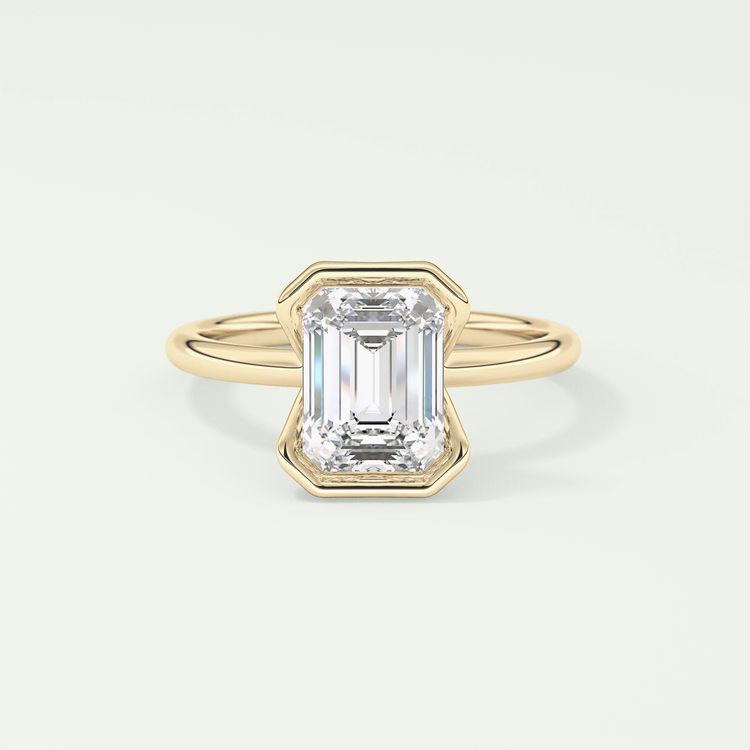 2.0 CT Emerald Cut Half Bezel Moissanite Engagement Ring
