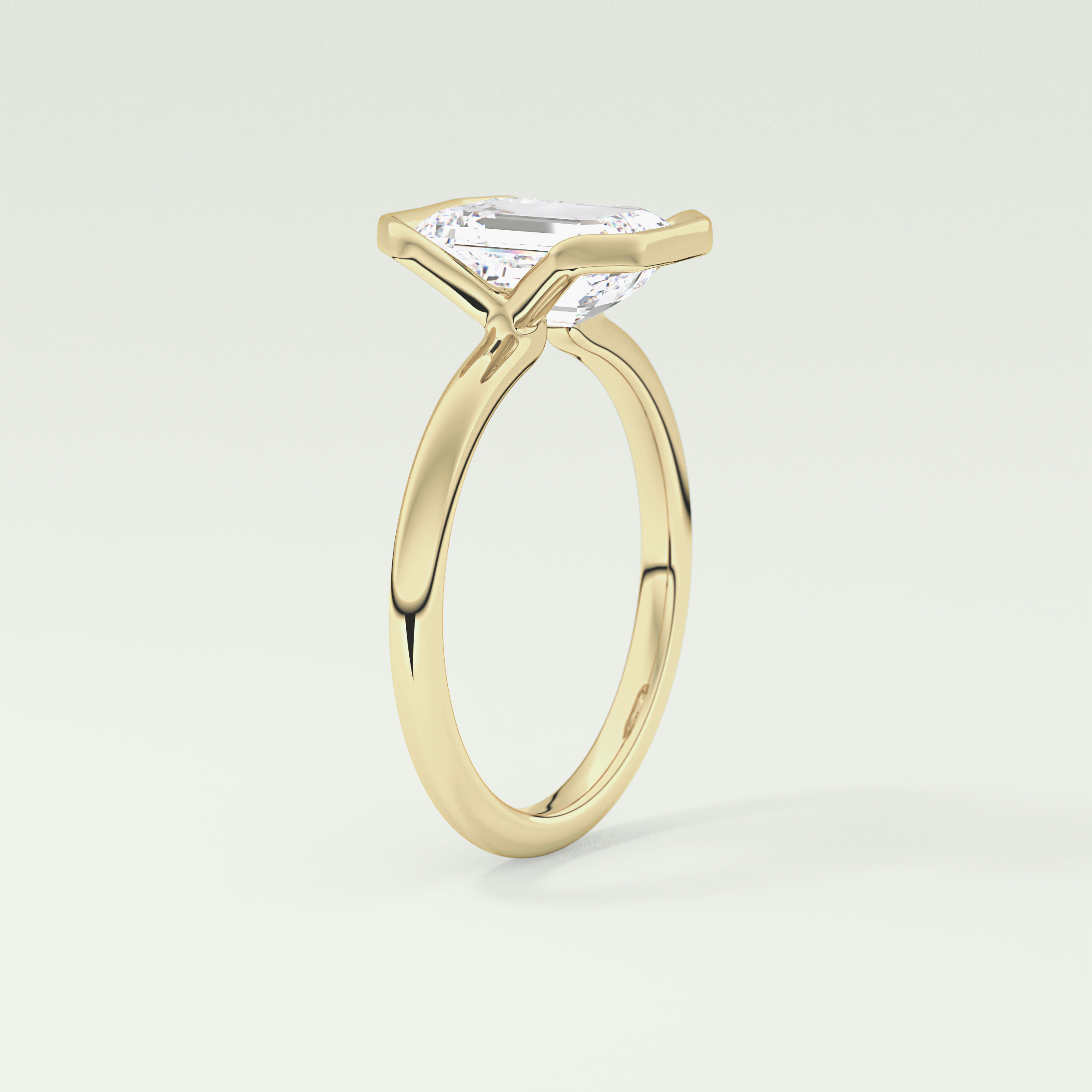 2.0 CT Emerald Cut Half Bezel Lab-Grown Diamond Engagement Ring 5