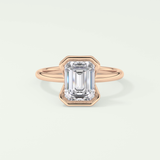 2.0 CT Emerald Cut Half Bezel Moissanite Engagement Ring