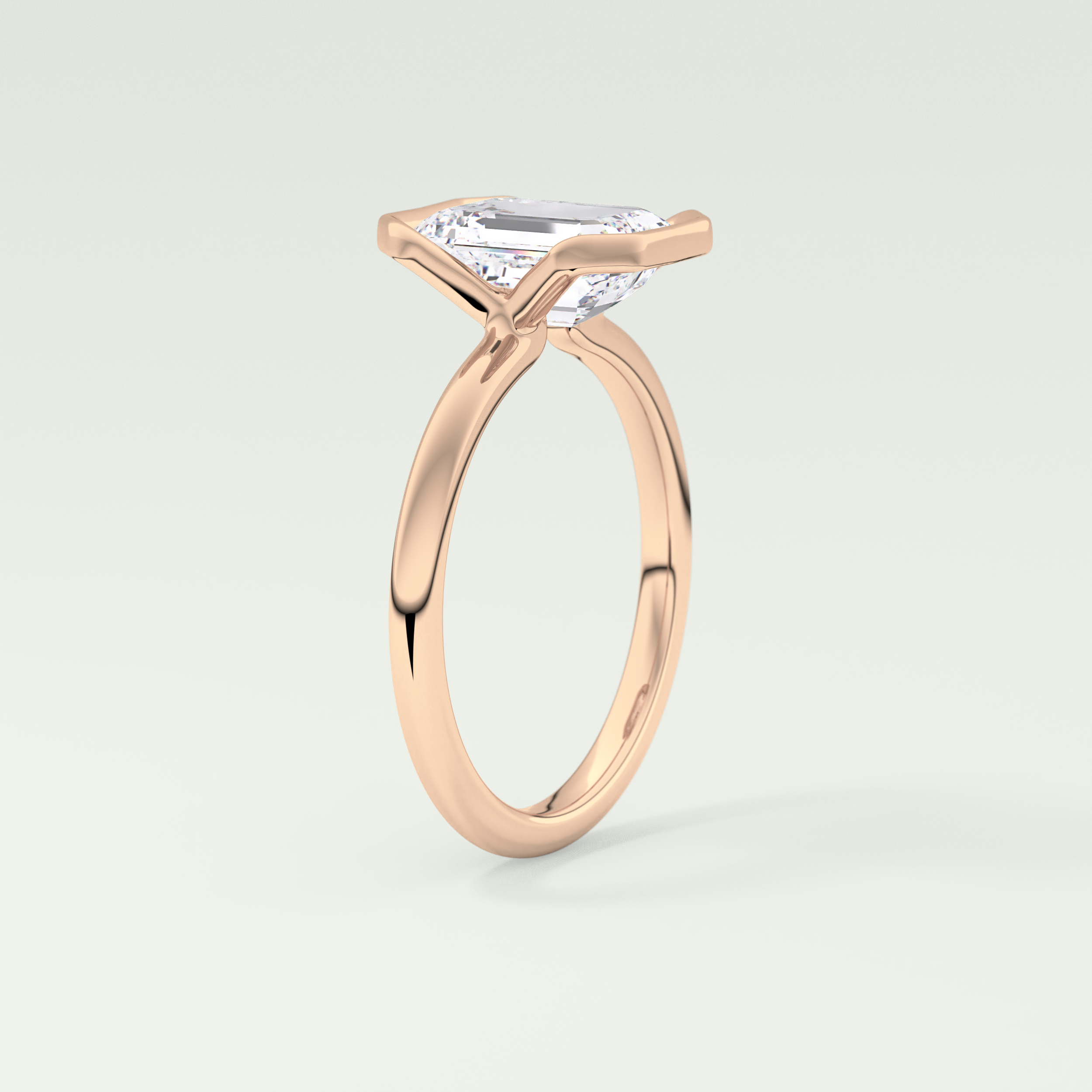 2.0 CT Emerald Cut Half Bezel Lab-Grown Diamond Engagement Ring 11